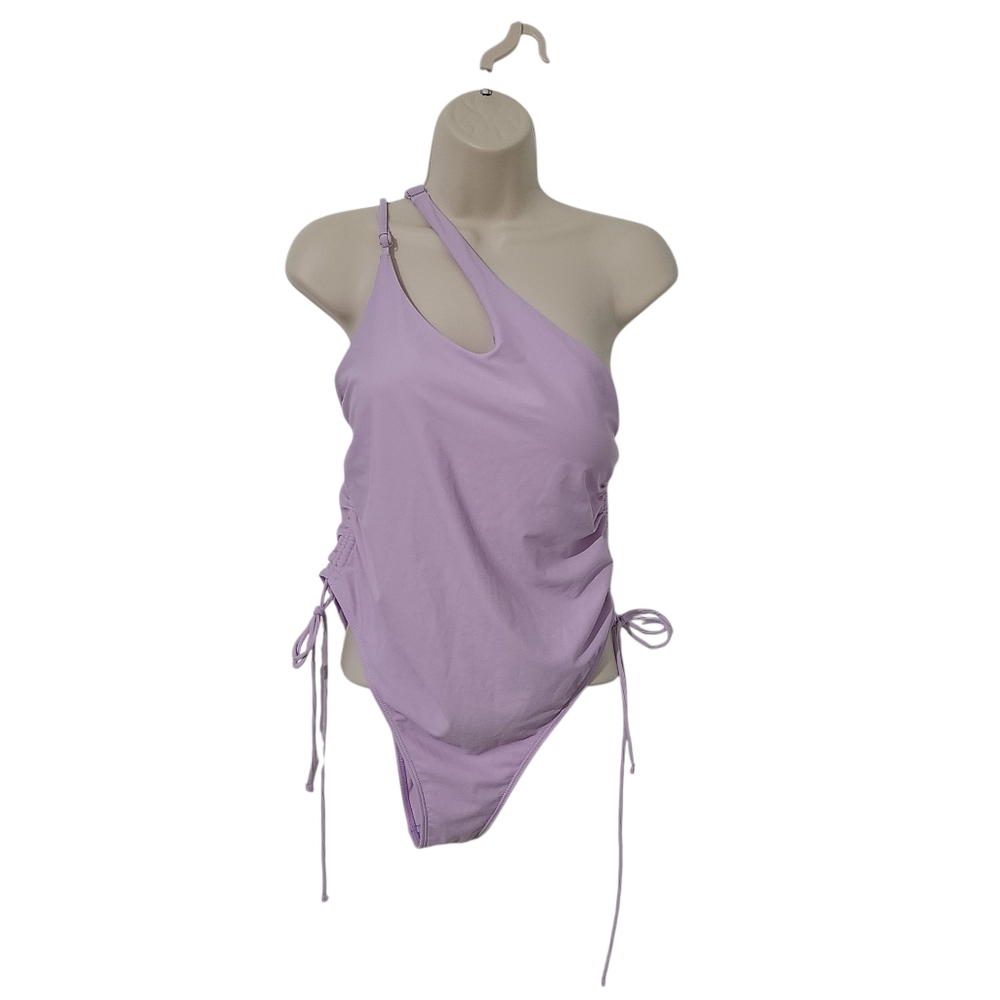 Pastel Purple Lilac Asymmetrical One Piece Swim Suit